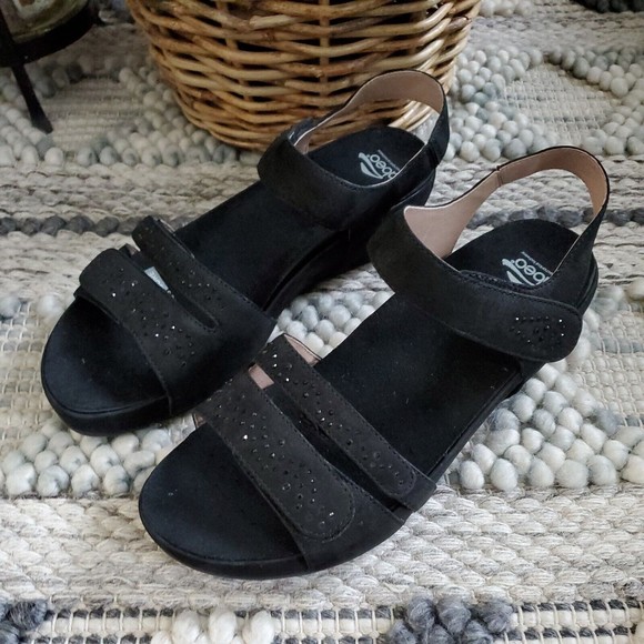 Abeo Gabrielle Black Adjustable Custom 3D Insole Wedge Sandals Women's 10 - Picture 3 of 12